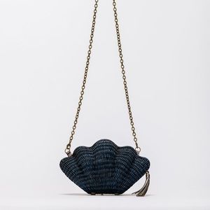 Navy Katy Jane Rattan Clutch